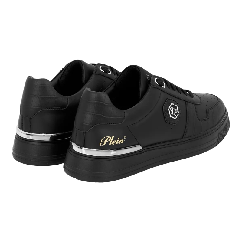 Philipp Plein Low-Top-Sneaker Lo-Top Turnschuhe Cocco Crocco Geprägt schwarz(Image 4)