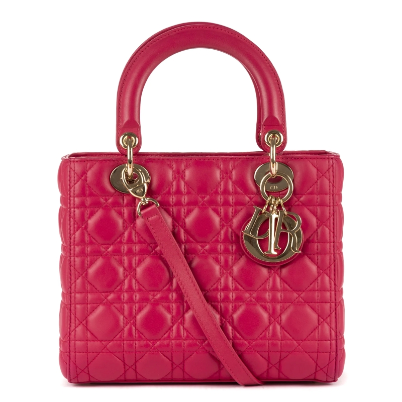 Christian Dior Crossbody Bag Medium Lady-D fuschsia