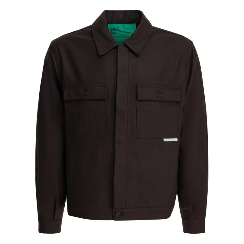 GR10K  Wool-Blend Overshirt Jacket With Flap Pockets And  Black