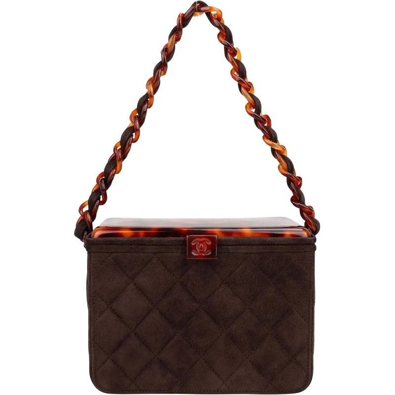 Chanel Sac à bandoulière Chanel Quilted Suede Acrylic RARE 90s Vanity Handb mehrfarbig