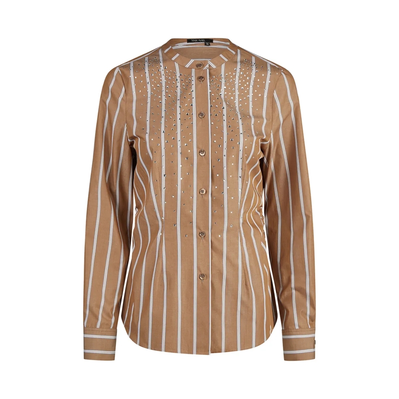 Marc Aurel Bluse Hemd- gerundeter Saum- Rückenpasse- Manschette beige