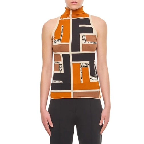 Fendi Blusen Sleeveless Puzzle Top Multicolor