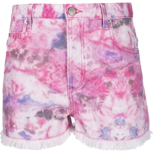 Isabel Marant Korte broek Lesia Tie-dye Frayed Shorts mehrfarbig