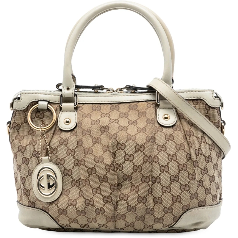 Gucci Schultertasche GG Canvas Sukey Satchel braun