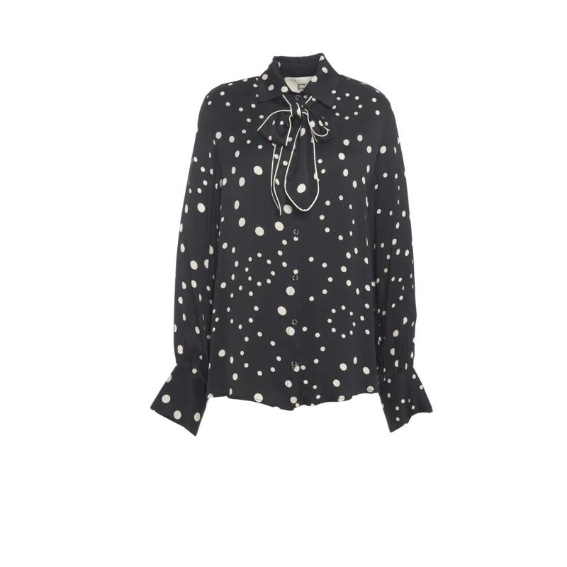 5 Progress Blouse Animal Print Blouse With Bow Tie Collar Black