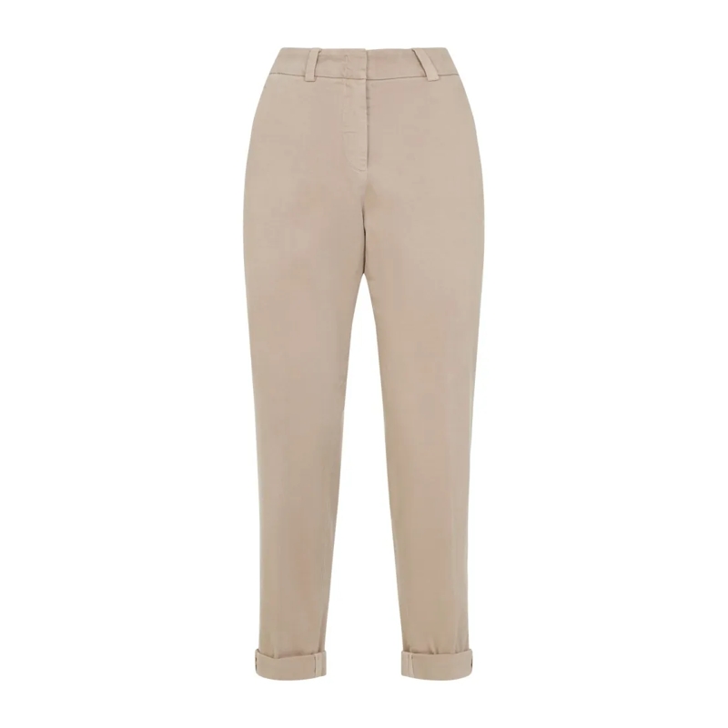 Peserico  Cotton-Elastane Trousers With Tapered Fit Neutrals