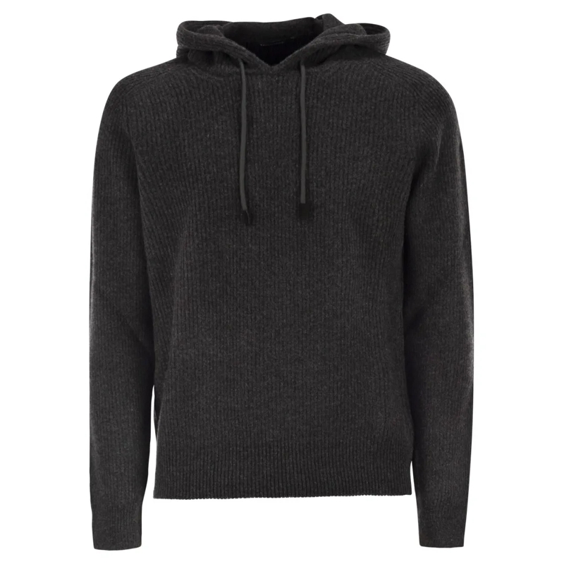 Tagliatore  - Maglia A Coste Con Cappuccio Black