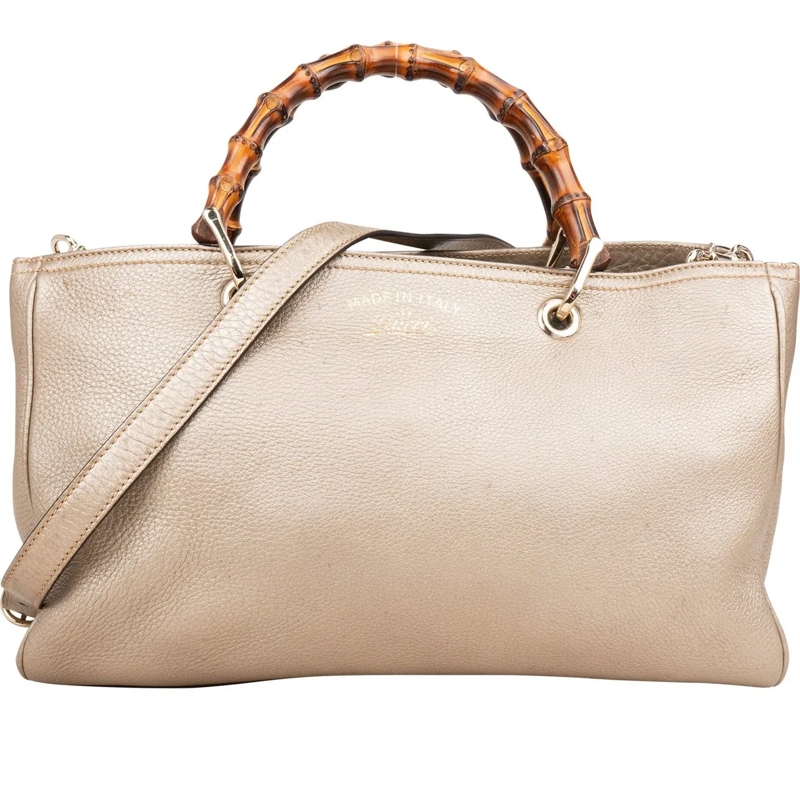 Gucci Tote Gucci Leather Bamboo Handbag beige
