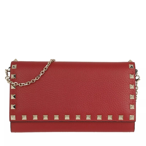 Valentino Garavani Rockstud Wallet Leather Red Wallet On A Chain