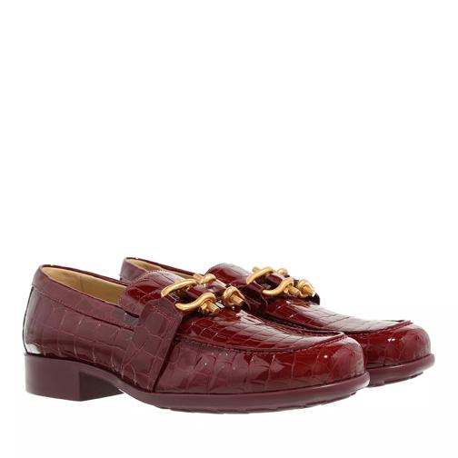 Bottega Veneta Loafers In Shiny Crocodile Embossed Leather Cherry Loafer