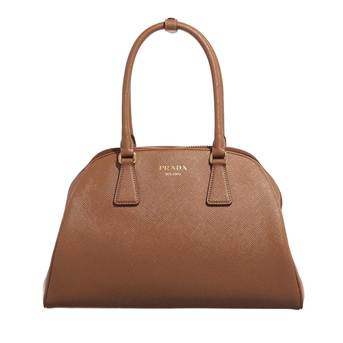 Prada Saffiano Leather Medium Handbag Caramel Bowling Bag