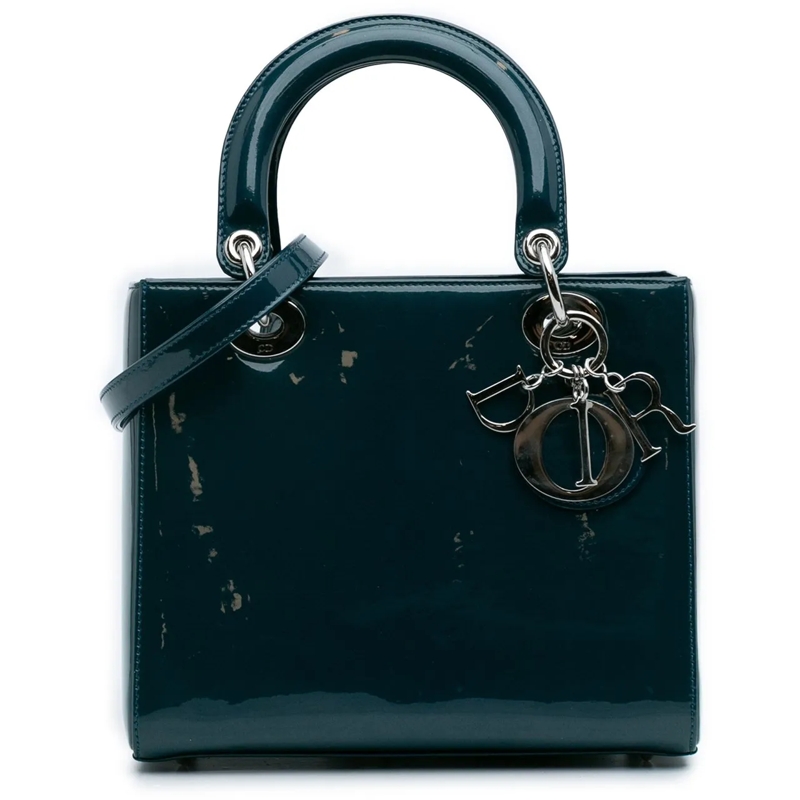 Christian Dior Schultertasche Medium Patent Lady Dior blau