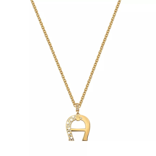 AIGNER Necklace A Logo Pendant W/Pearls & Crystals gold Medium Necklace