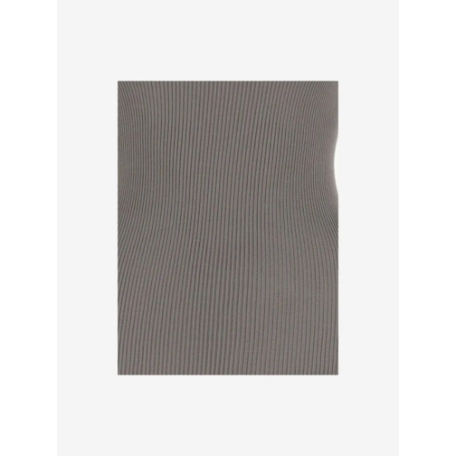 Sa Su Phi T-Shirts Silk Top With Short Ribbed Sleeves Grey (Image 3)