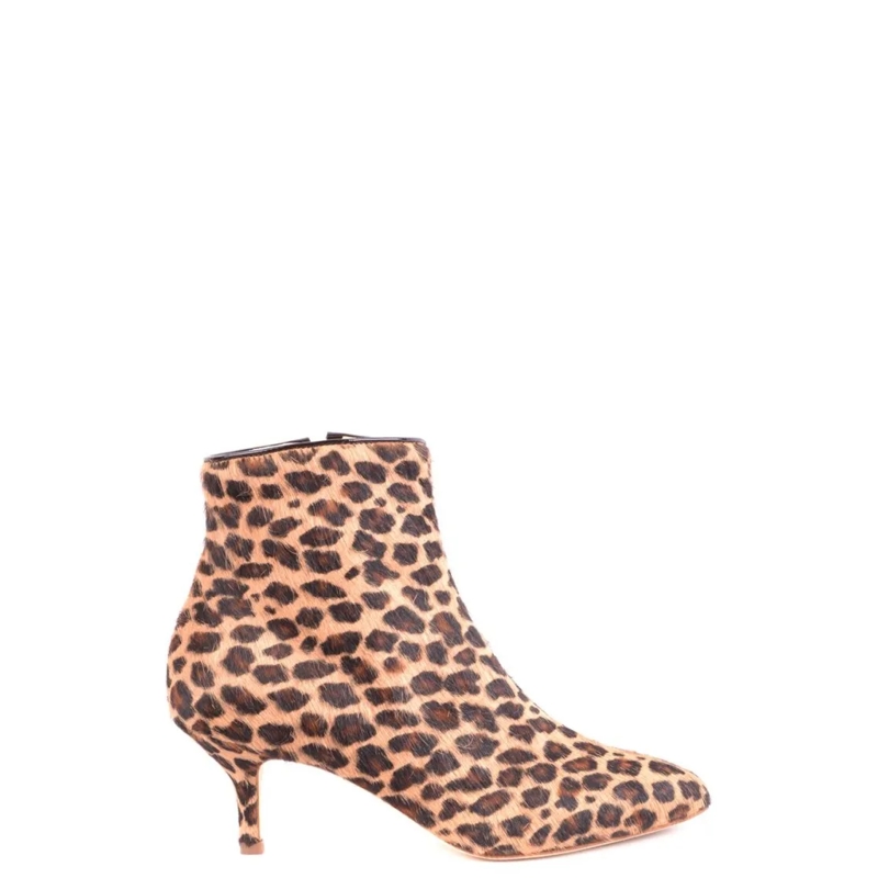 POLLY PLUME Laarzen Multicolor Leopard Print Ankle Boots Brown