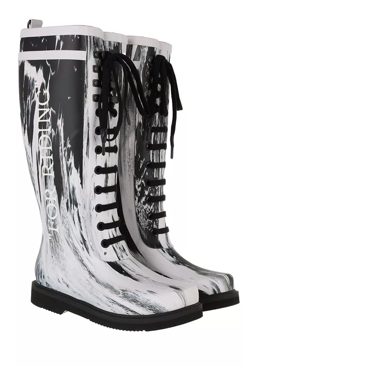 Off White Rubber Bootie White Black Rain Boot