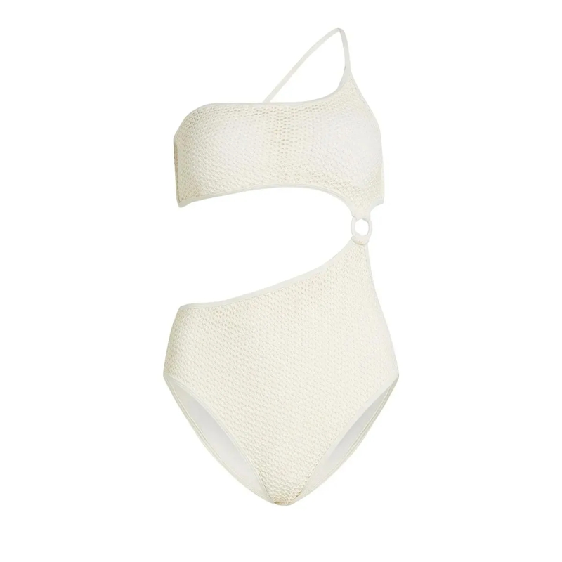 Karl Lagerfeld  Signature-Badeanzug mit Paspelierung Badeanzug creme