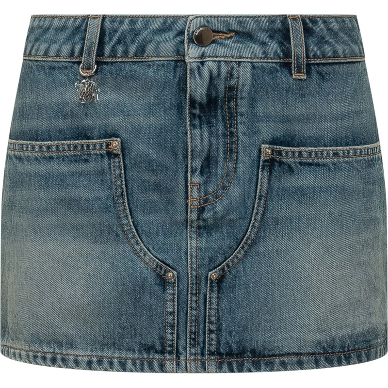 Amiri Minijupe Minigonna con Tasche e Chiusura con Bottone blau