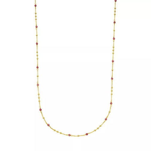 Leaf Necklace Flying Gems, Rhodonit  Gold Långt halsband
