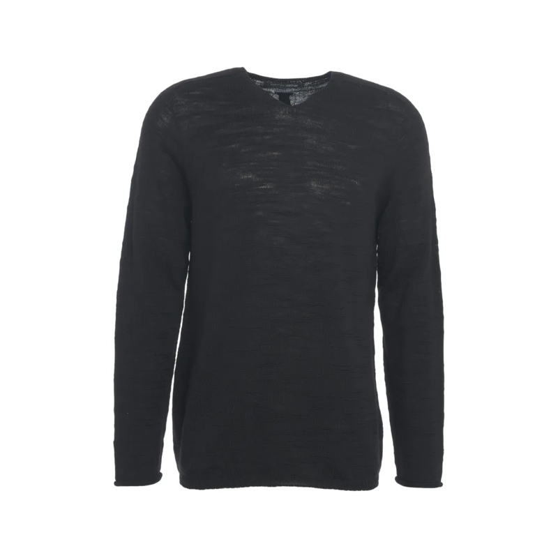 Hannes Roether Pullover Black V-Neck Sweater With Lightweight Knit Black
