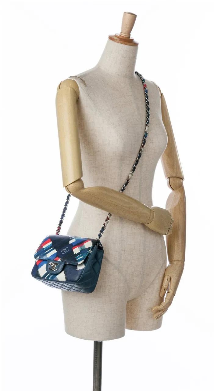 Chanel Hobo bags 2016 Mini Square Classic Airlines Printed Lambskin in blauw