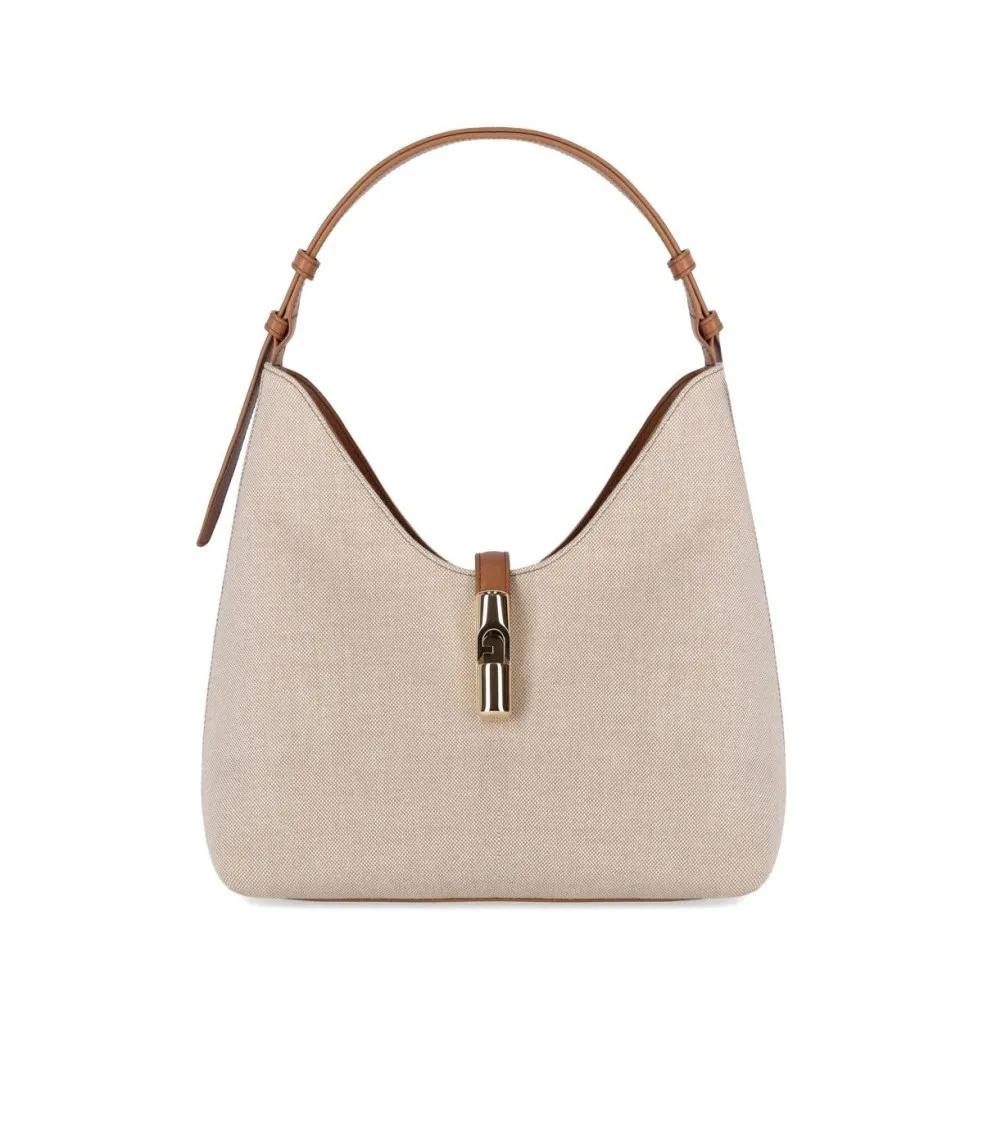 Furla Women's Beige Hobo Bags - Goccia Hobo - Hobo Bags For Unisize