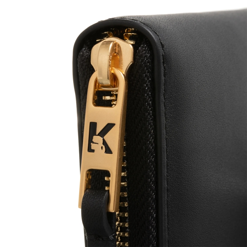 Karl Lagerfeld Portemonnaie mit Zip-Around-Reißverschluss K/Signature Md Z/A Wallet Gp Black/Gold(Image 4)