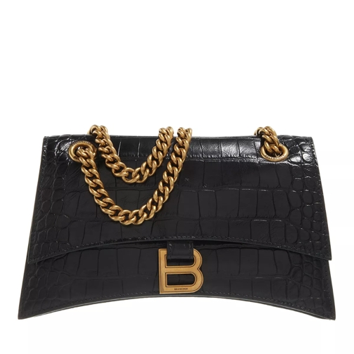 Balenciaga Crush Small Chain Bag Embossed Black Crossbody Bag