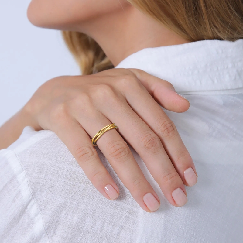 Elli Ring Ring Wickelring Trio Basic 375 Gelbgold gold(Image 5)