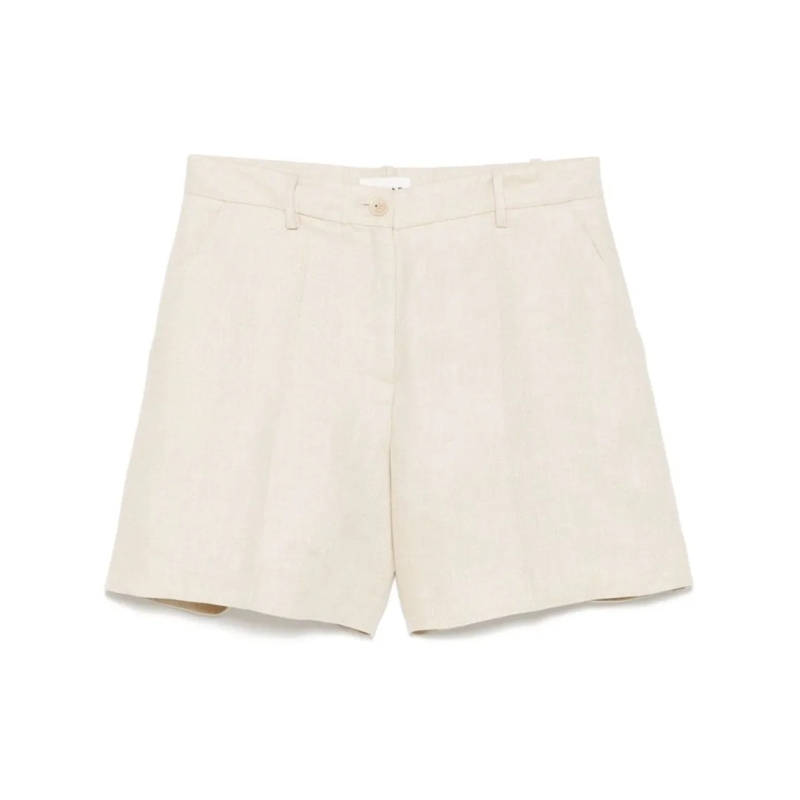 P.A.R.O.S.H. Short décontracté Beige Linen Tailored Shorts With High Waist Neutrals