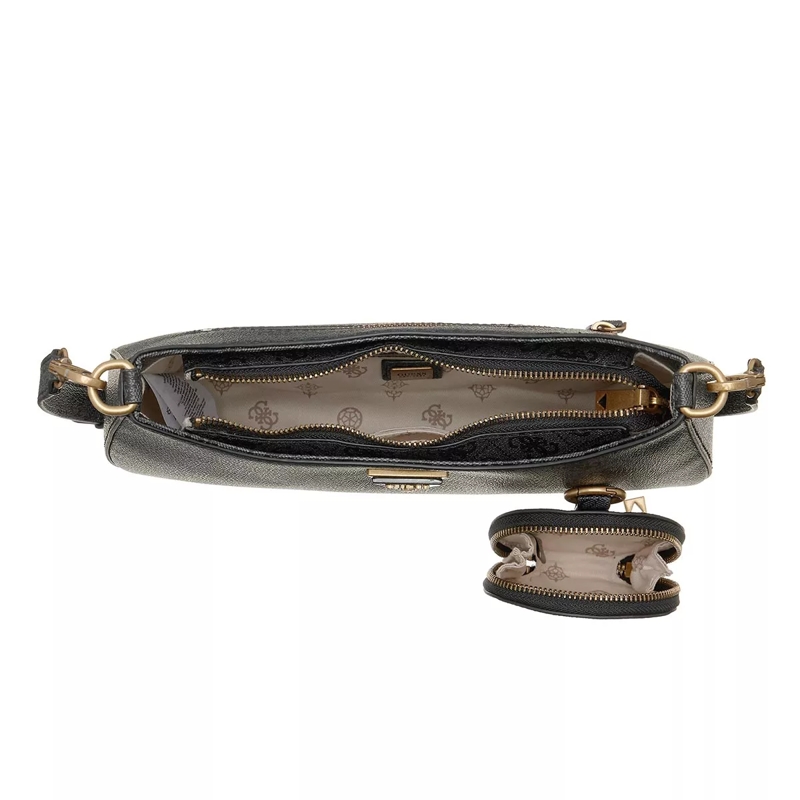 Guess Hobo Bag Alexie Top Zip Shoulder Bag Coal Logo(Image 5)