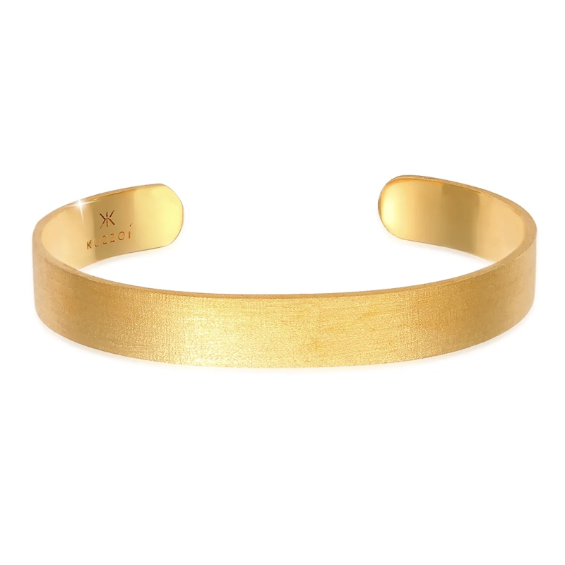 Kuzzoi Armband Armband Herren Armreif Offen Matt Breit Basic 925  gold