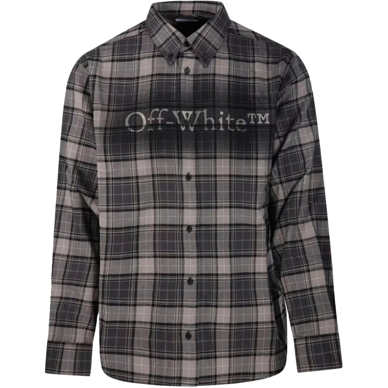 Off-White Legeres Oberteil Heren Spray Book Check Shirt Grijs grau