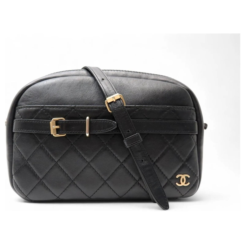 Chanel Crossbodytas NEUE CHANEL KAMERA-TASCHE MIT QUILTED-LEDER-SCHULT schwarz