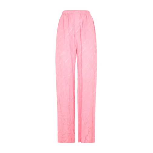 Balenciaga  Pink Silk Logoed Pants Pink