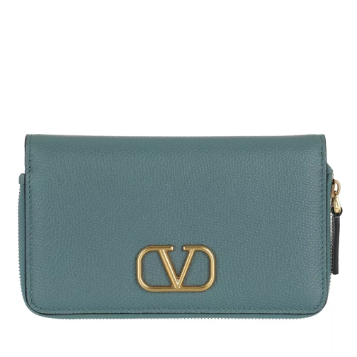 Valentino Garavani Zip Around Wallet Leather Blue Zip-Around Wallet