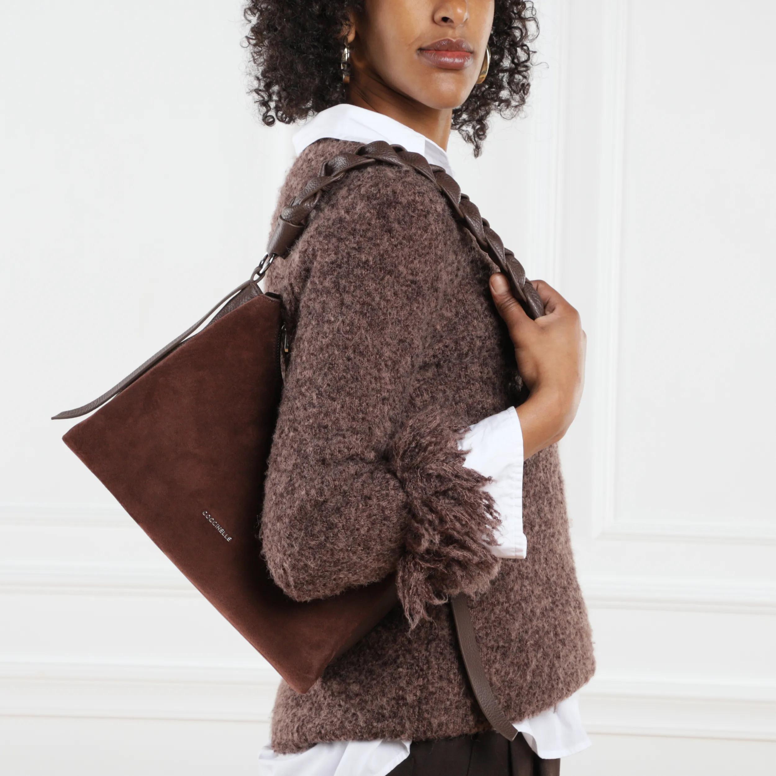 Coccinelle Coccinelle Boheme Suede Brunette Schultertasche