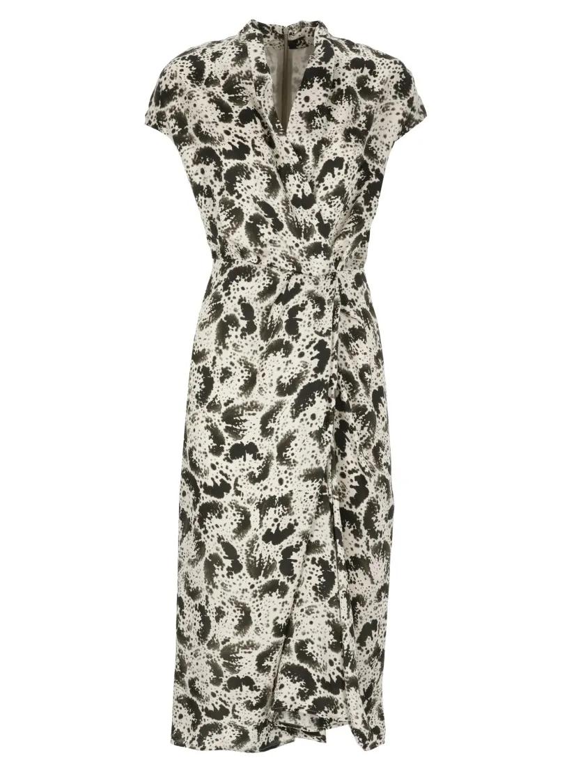 Thumbnail - Dries Van Noten - V-Neck Silk Dress - Größe 40 - bunt