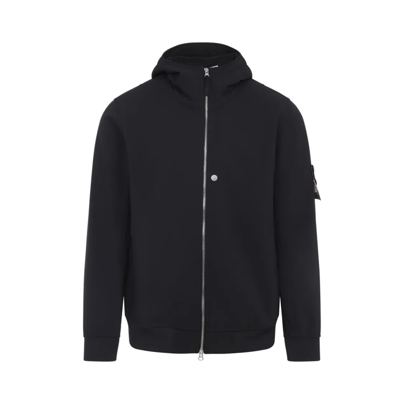 Stone Island  Streamlined Black Jacket With Ribbed Cuffs Black