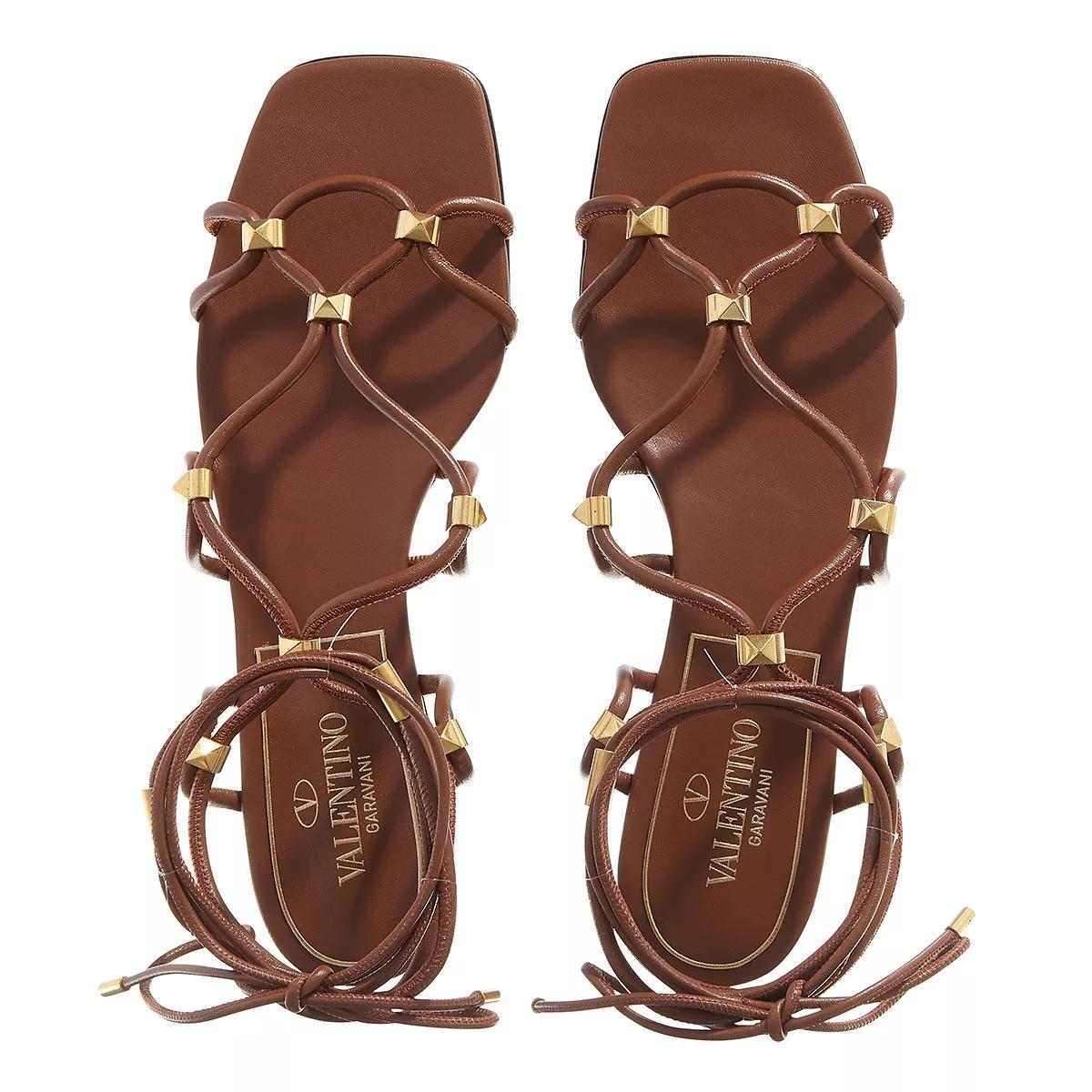 Valentino Garavani Lace Up Sandals Tan Brown Roman Sandal