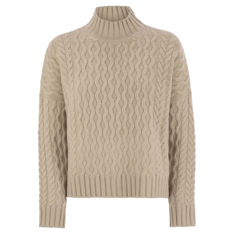 Max Mara Trui met col Yard - Boxy Sweater In Wool Yarn Neutrals