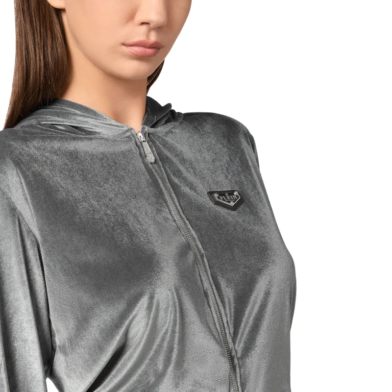 Philipp Plein Daunenjacke Sweatjacke Mit Kapuze Skull Mit Schmucksteinen grau(Image 2)