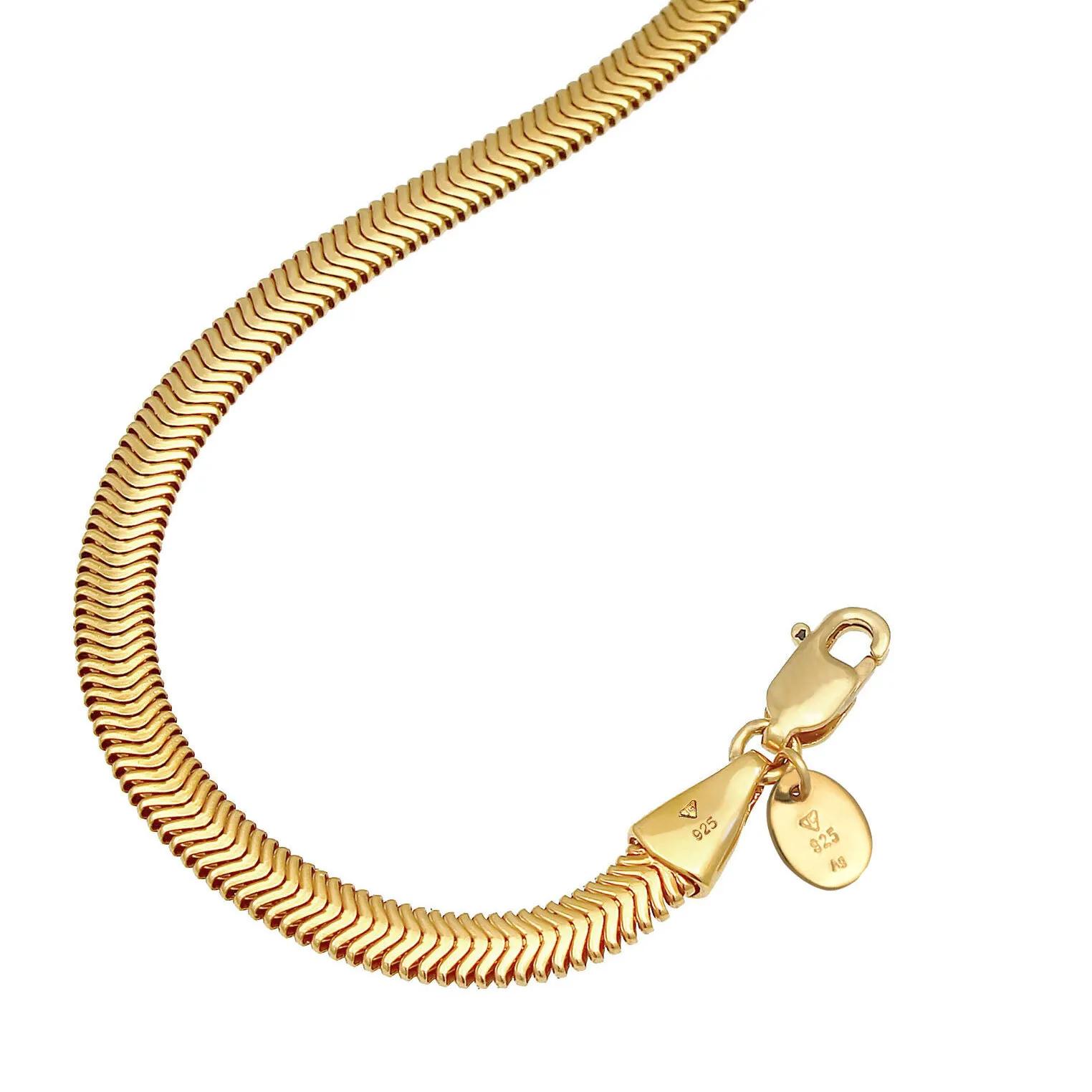 Thumbnail - Elli Halskette - Halskette Flach Elegant Schlangenkette Fischgräte - Gr. unisize - in Gold - für Damen