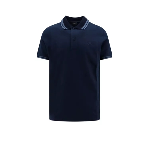 Etro Cotton Polo Shirt With Pegaso Embroidery Blue 