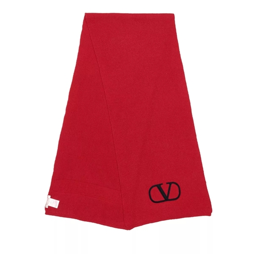 Valentino Garavani Vlogo Signature Scarf Red Wollen Sjaal