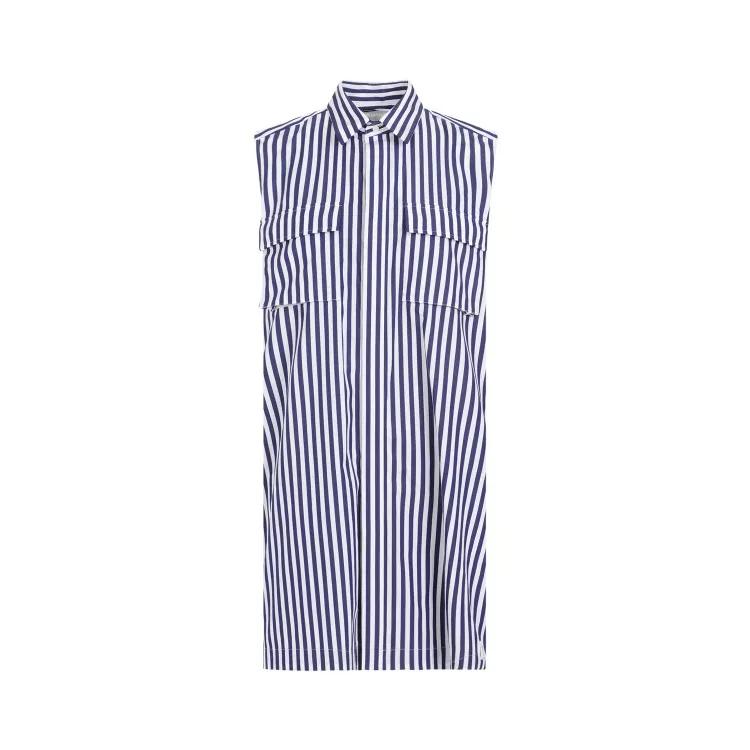 Sacai - Navy Blue Stripes Cotton Thomas Mason Dress - Größe 2 - blue