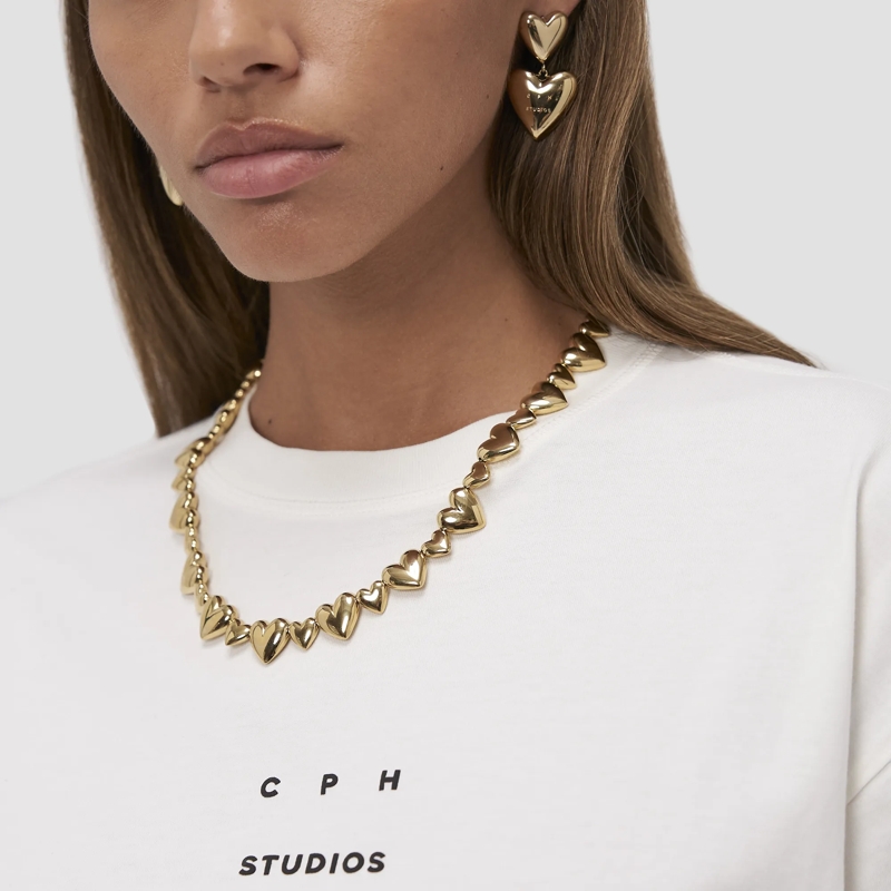 Copenhagen Ohrstecker Edelstahl Puffy Hearts gold(Image 3)