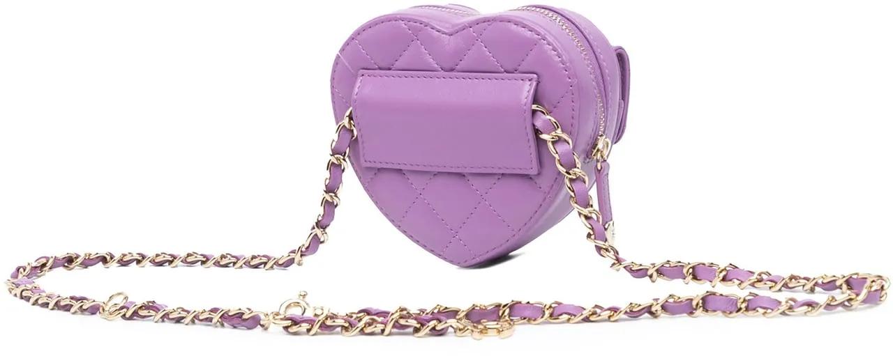 Thumbnail - Chanel Bauchtaschen - 2021 Mini Lambskin CC in Love Heart Belt Bag - Gr. ONE SIZE - in Lila - für Damen