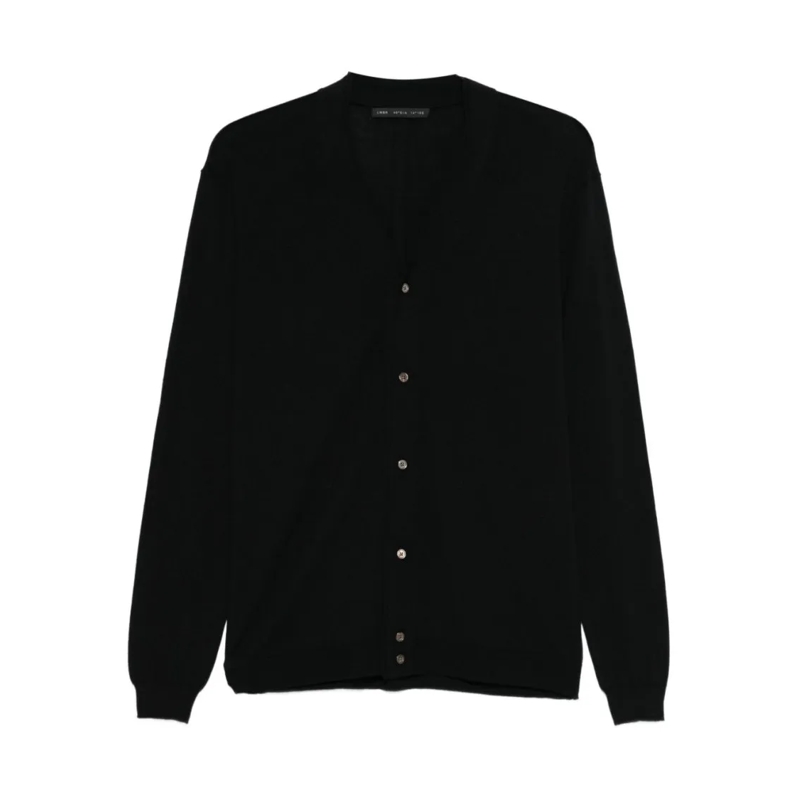 Low Brand Strickjacke Double-Collar Extra-Fine Merino Wool Cardigan Black