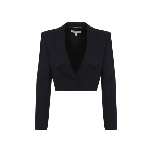 Chloé Blazer Virgin Wool Cropped Jacket Blue